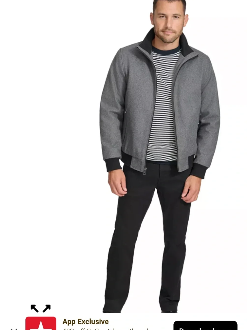 Calvin Klein Men's Grey Zip Bomber‎ Jacket